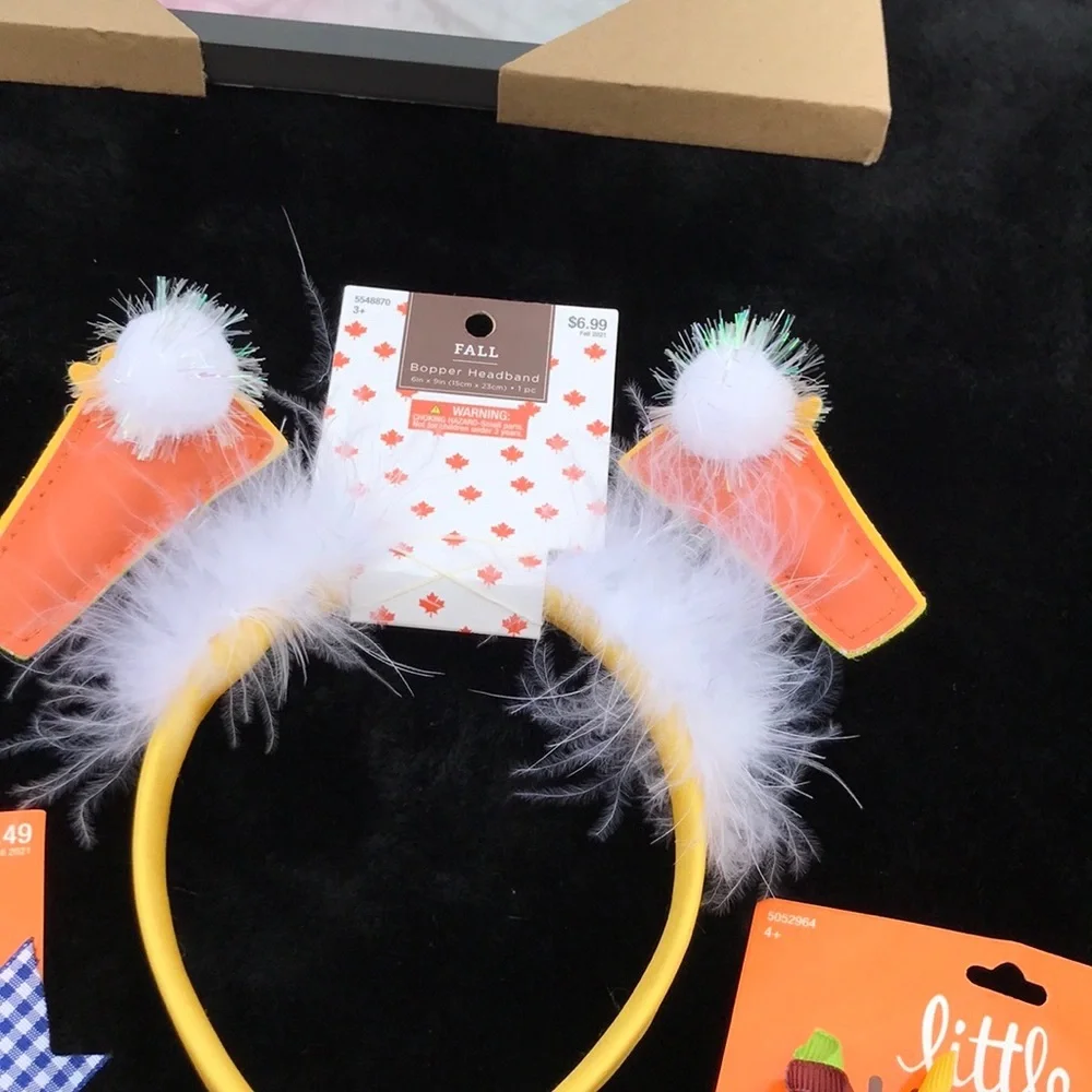 NWT 3 Fall Hair Accessories Bopper Headband Little Wishes Hair Bow & Hair Clip